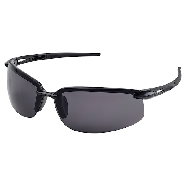 Erb Safety Overlander Safety Glasses, Glossy Blk Frame, Gray Silver Mirror Lenses 15590